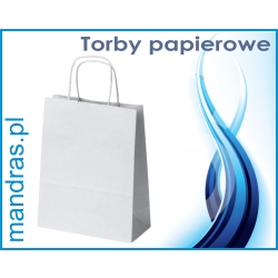 Torby papierowe BIAŁE z uchwytem skręcanym 18x8x22,5 [25szt.]