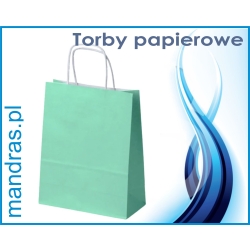 Torby papierowe PASTELOWY ZIELONY z uchwytem skręcanym 24x10x32 [10szt.]