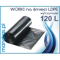 Worki na śmieci LDPE 120l. czarne [25szt.]