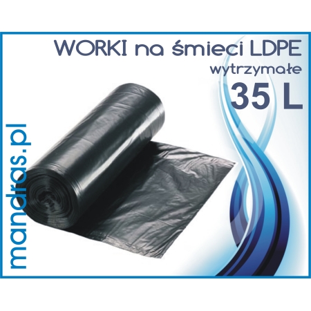 Worki na śmieci LDPE 35l. czarne [50szt.]